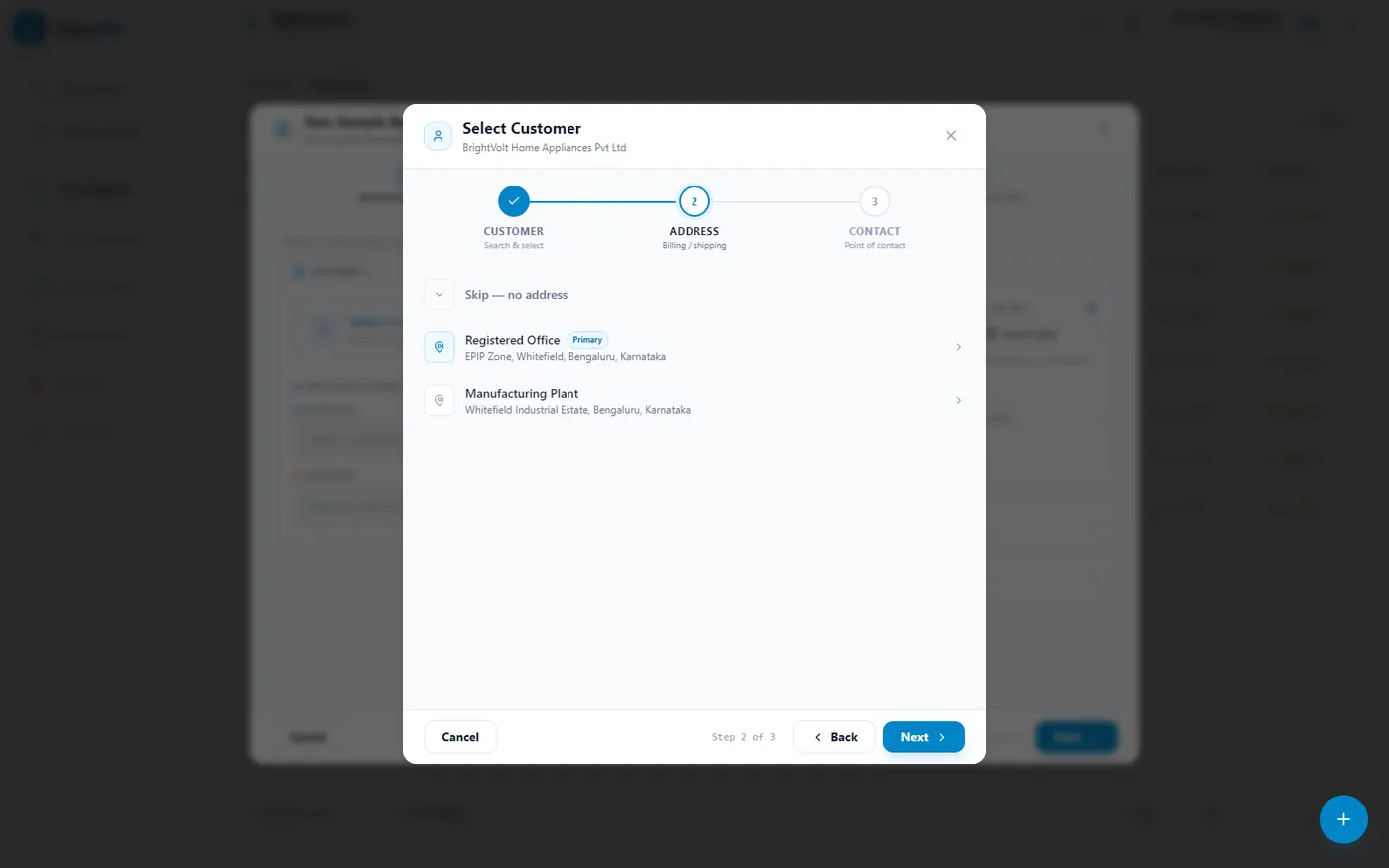 Registration wizard, step 1: Registration details